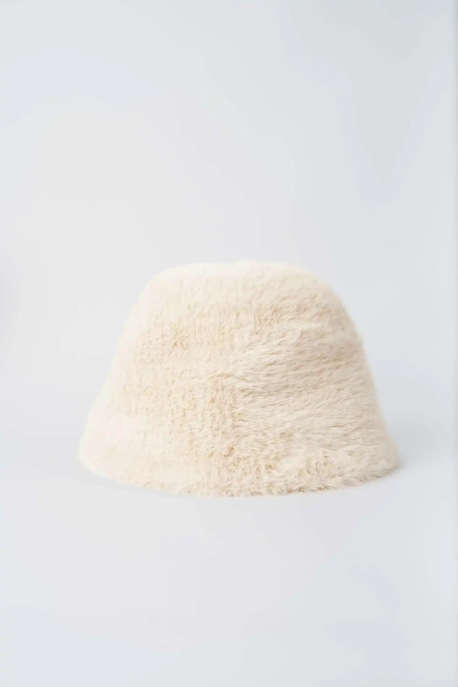 Fluffy Faux Fur Beige Bucket Hat