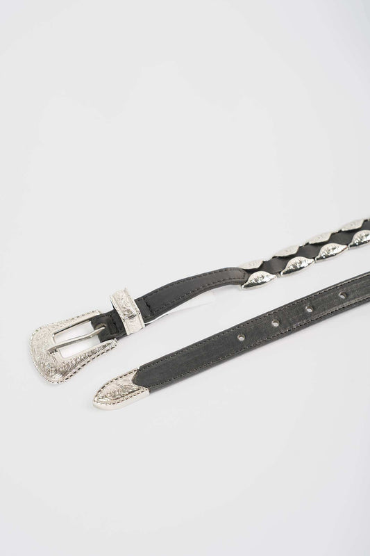 Western Linked Metal-Detail Belt
