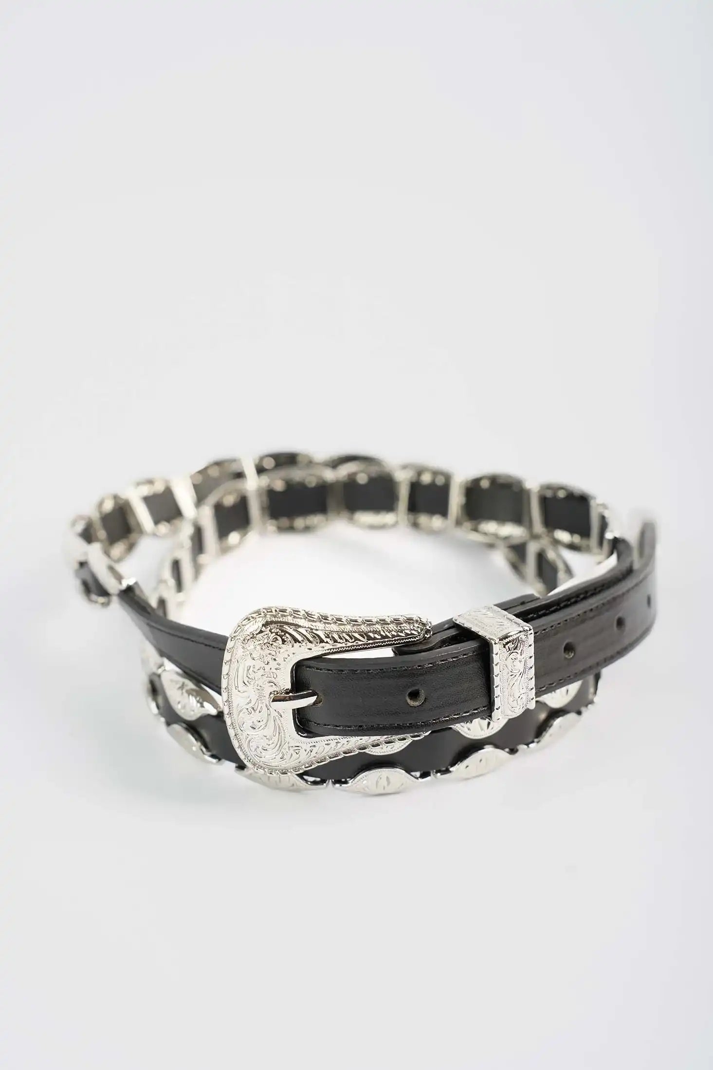 Western Linked Metal-Detail Belt