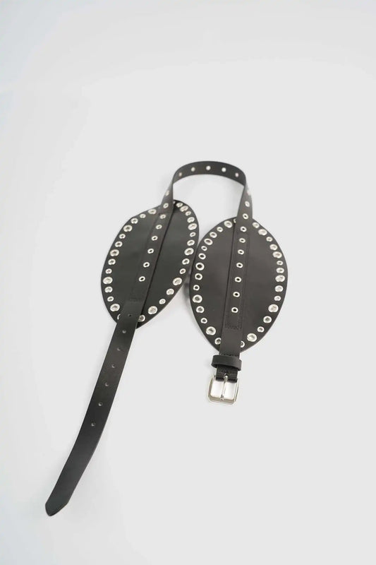 Wide Oval Bold Grommet-Accent Statement Belt