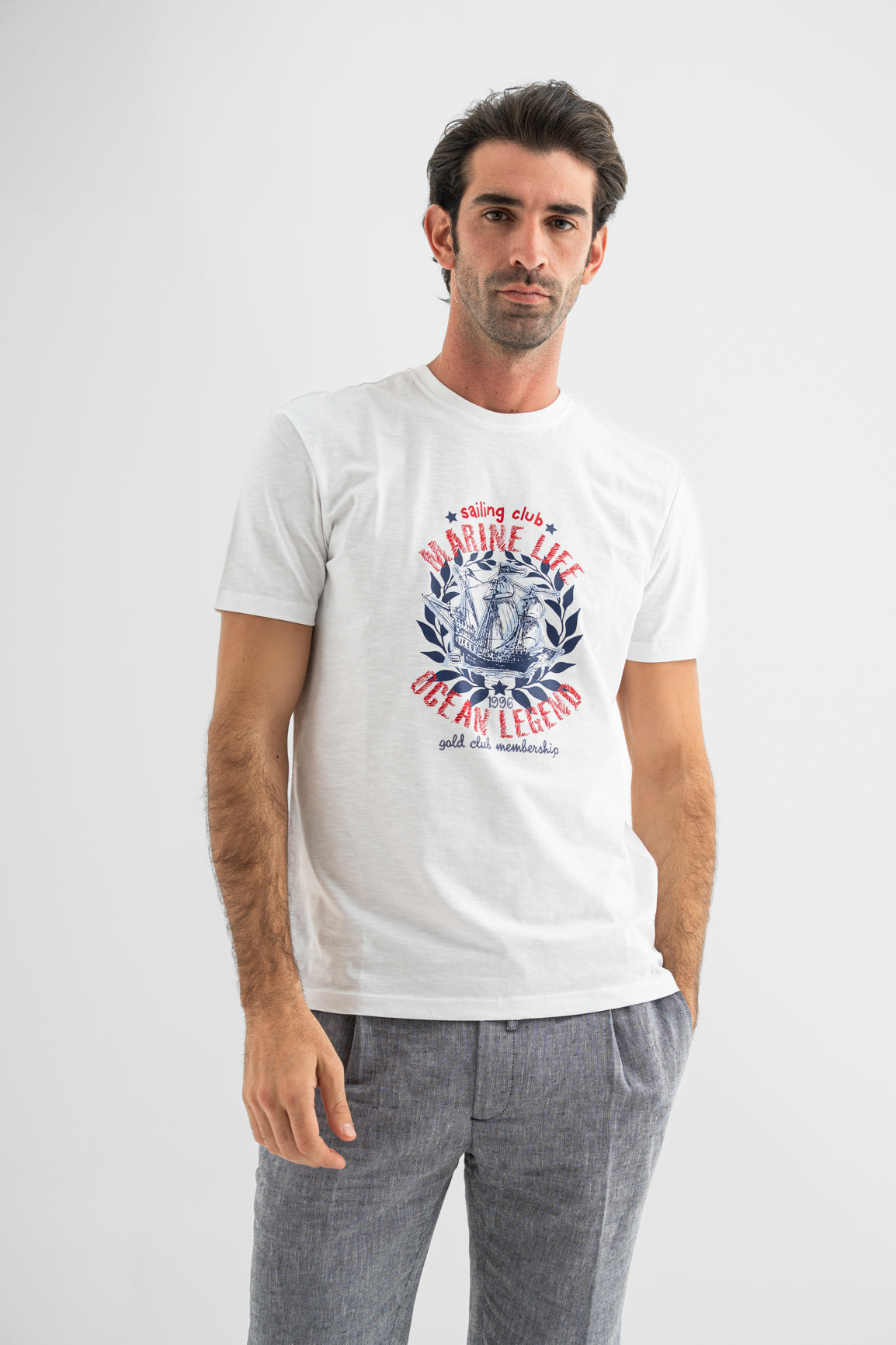 Men’s White Marine Life Cotton T-Shirt