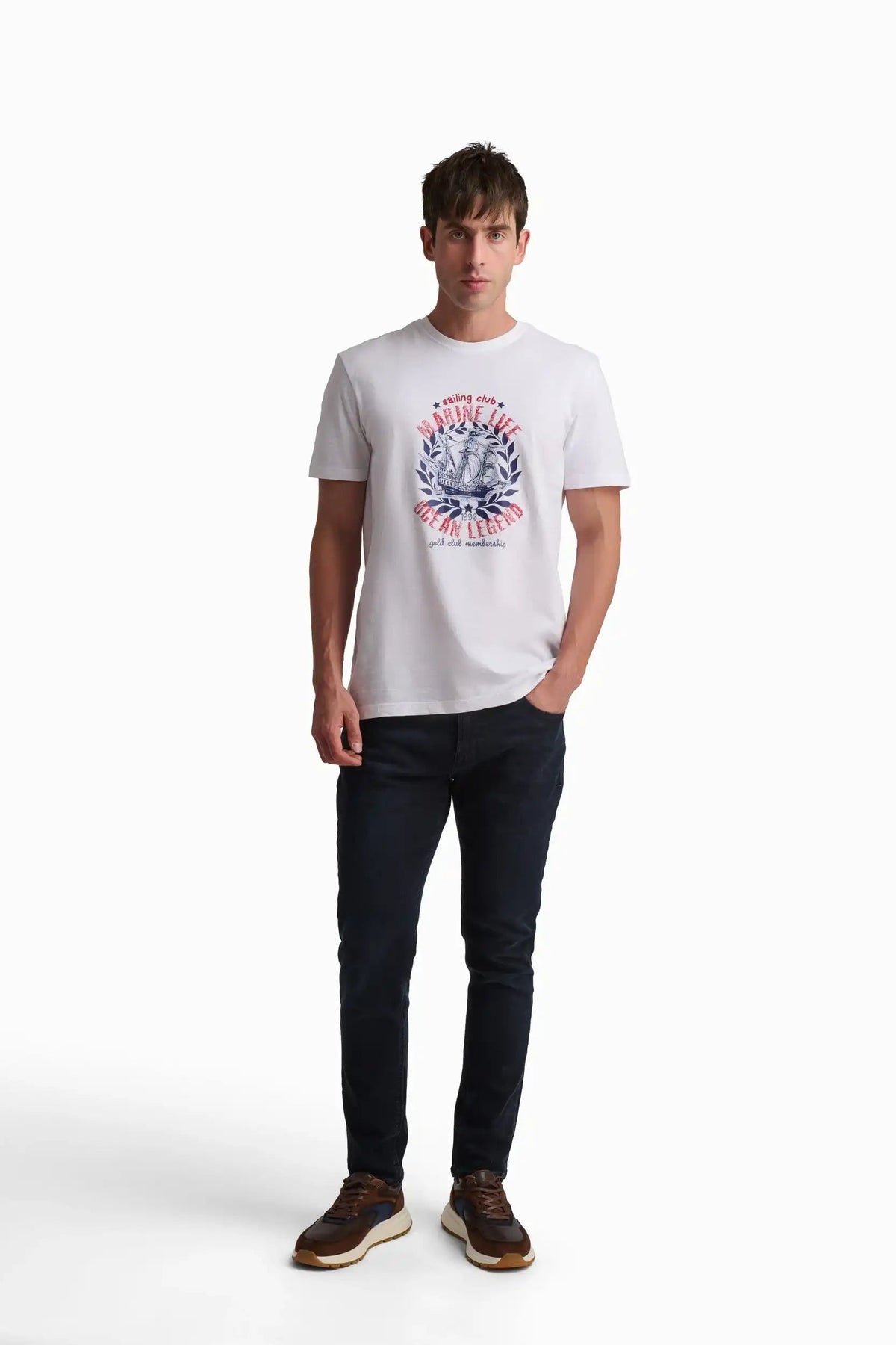White Marine Life Cotton T-Shirt