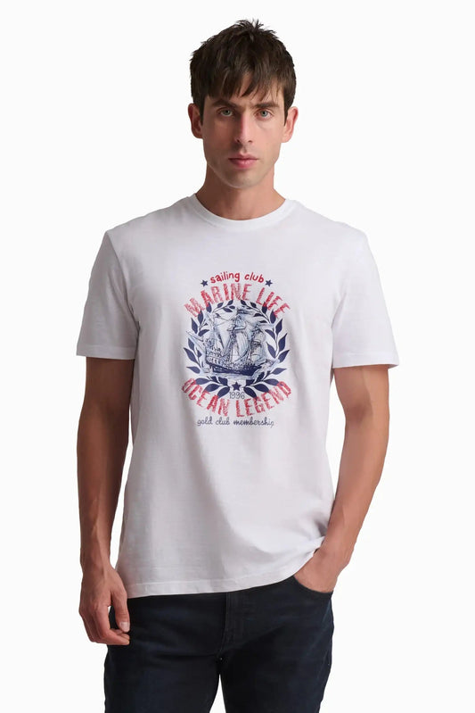White Marine Life Cotton T-Shirt
