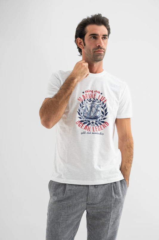Men’s White Marine Life Cotton T-Shirt