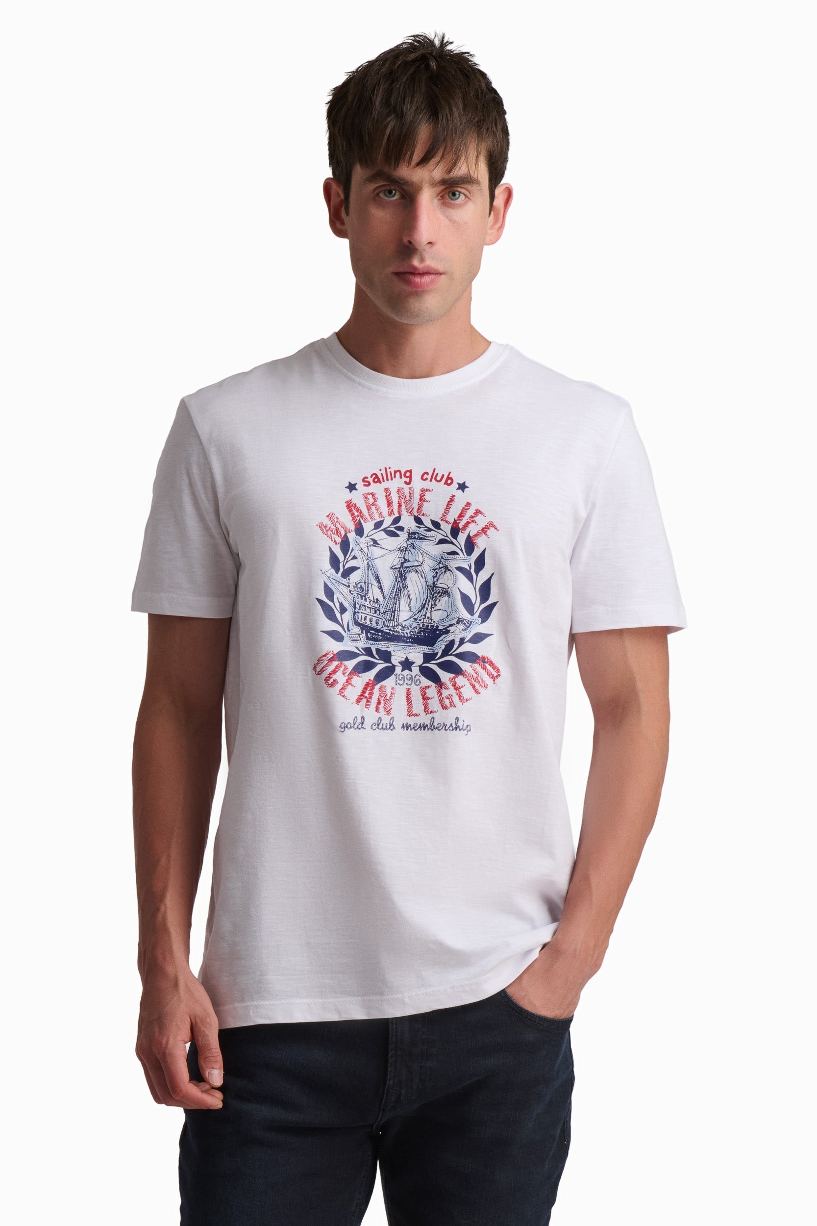 Men’s White Marine Life Cotton T-Shirt