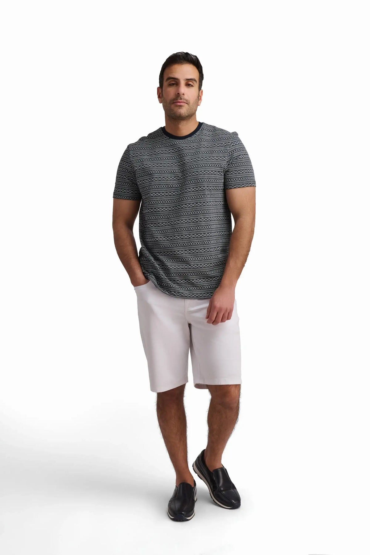 Textured Blue Cotton T-Shirt
