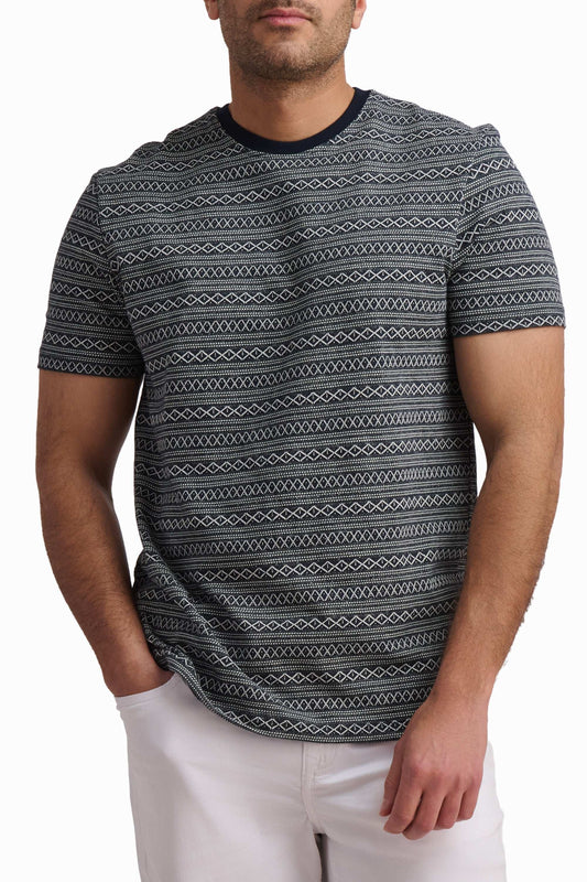Textured Blue Cotton T-Shirt