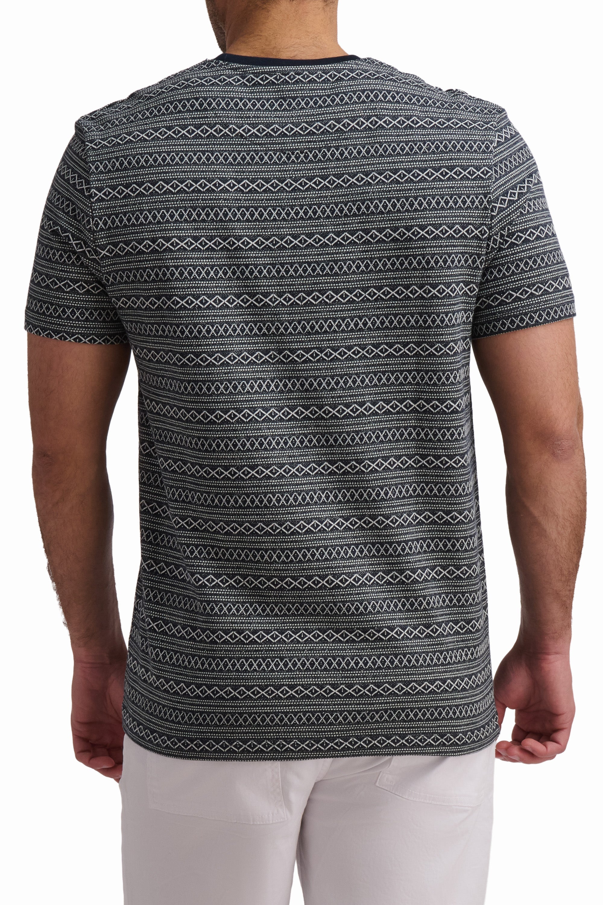 Textured Blue Cotton T-Shirt