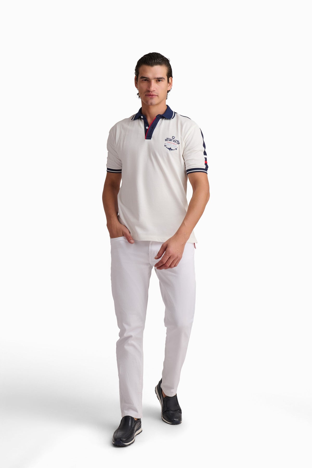 Men’s Off-White Nautical Cotton Polo Shirt