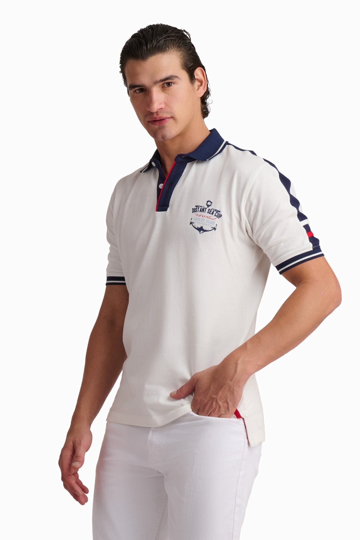 Men’s Off-White Nautical Cotton Polo Shirt