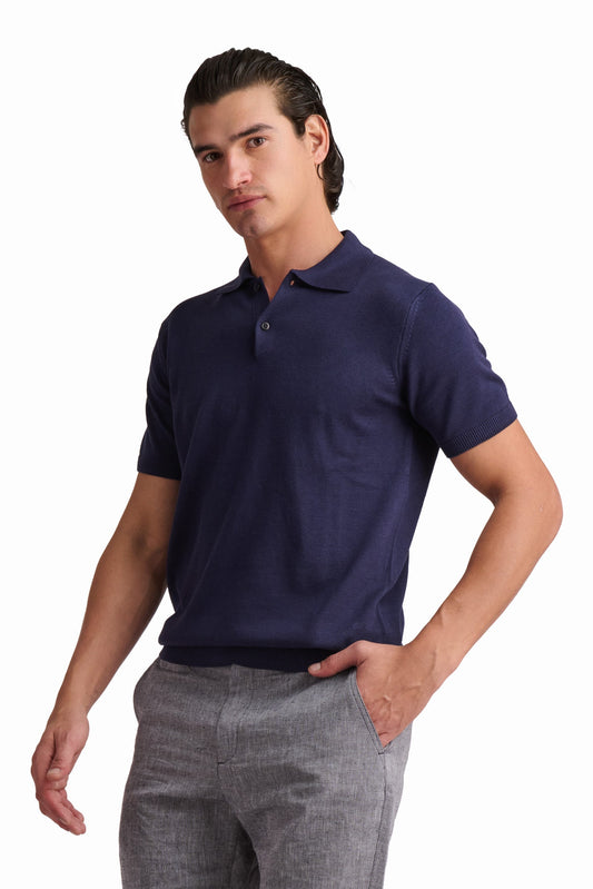 Men’s Deep Navy Cotton-Modal Polo Shirt