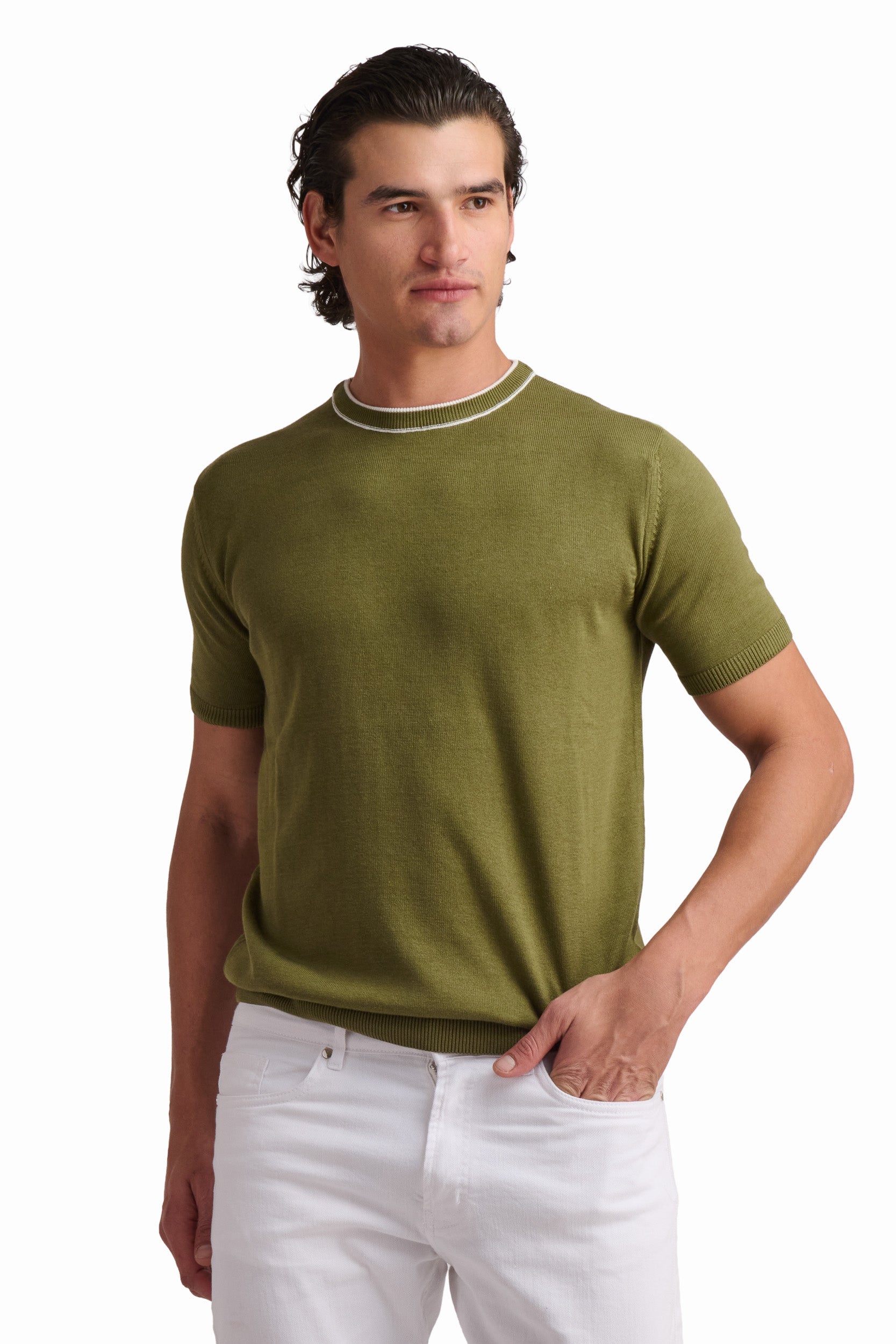 Men’s Olive Green Cotton-Modal T-Shirt