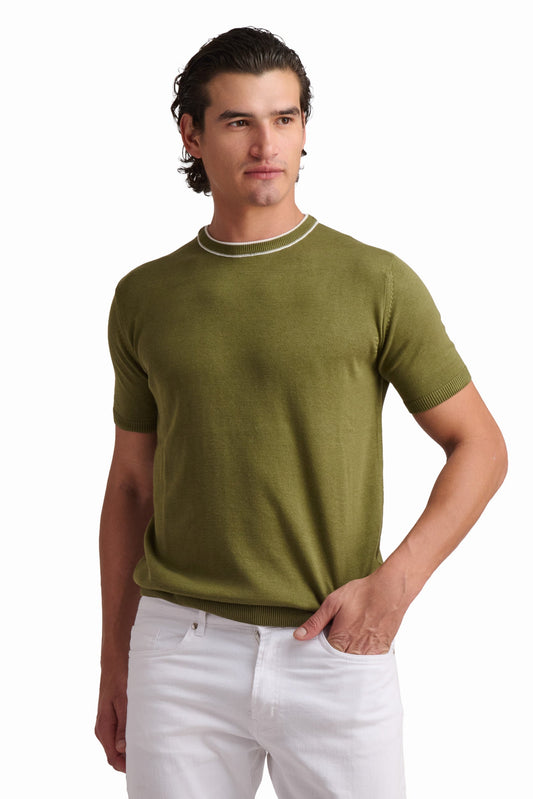 Men’s Olive Green Cotton-Modal T-Shirt