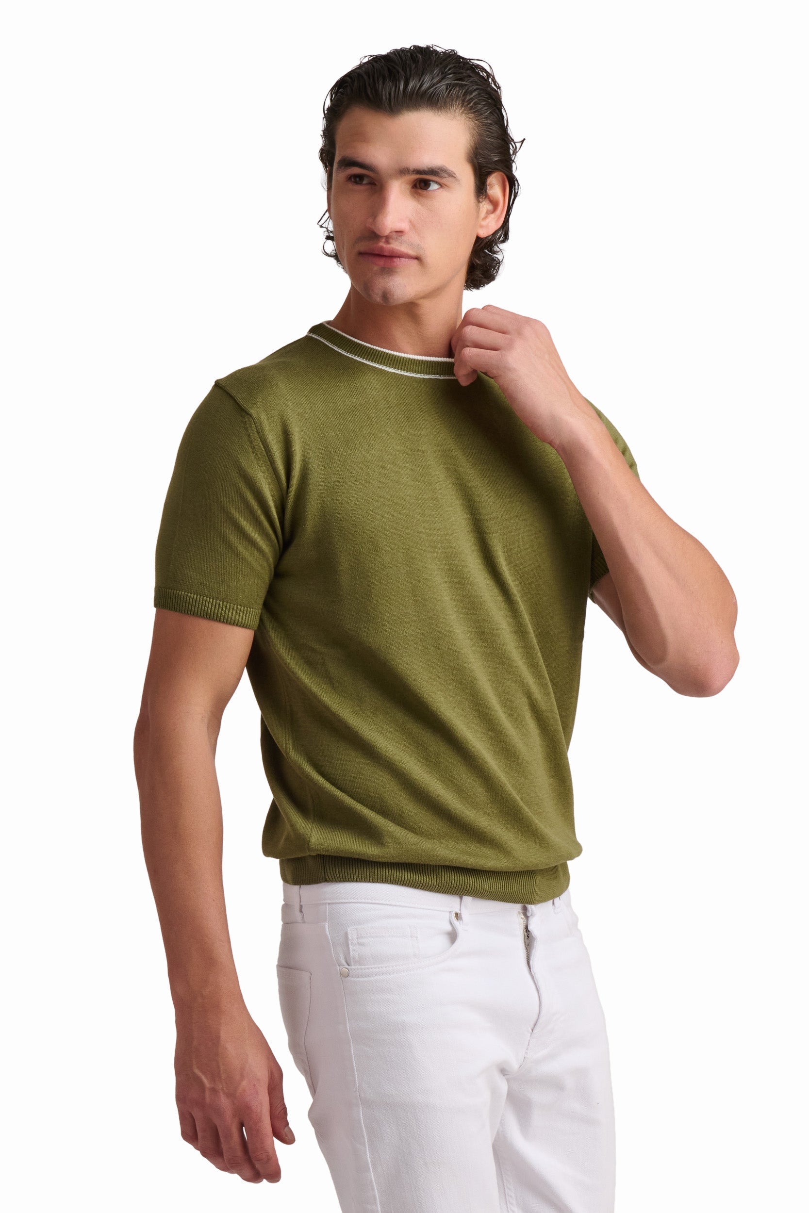 Men’s Olive Green Cotton-Modal T-Shirt