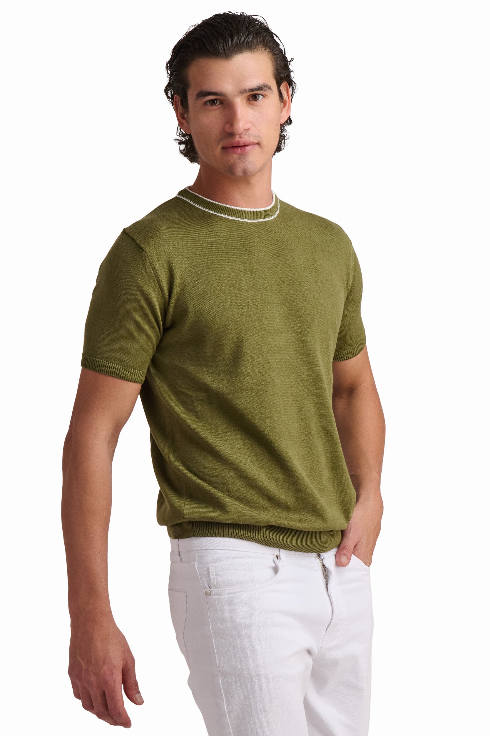 Men’s Olive Green Cotton-Modal T-Shirt