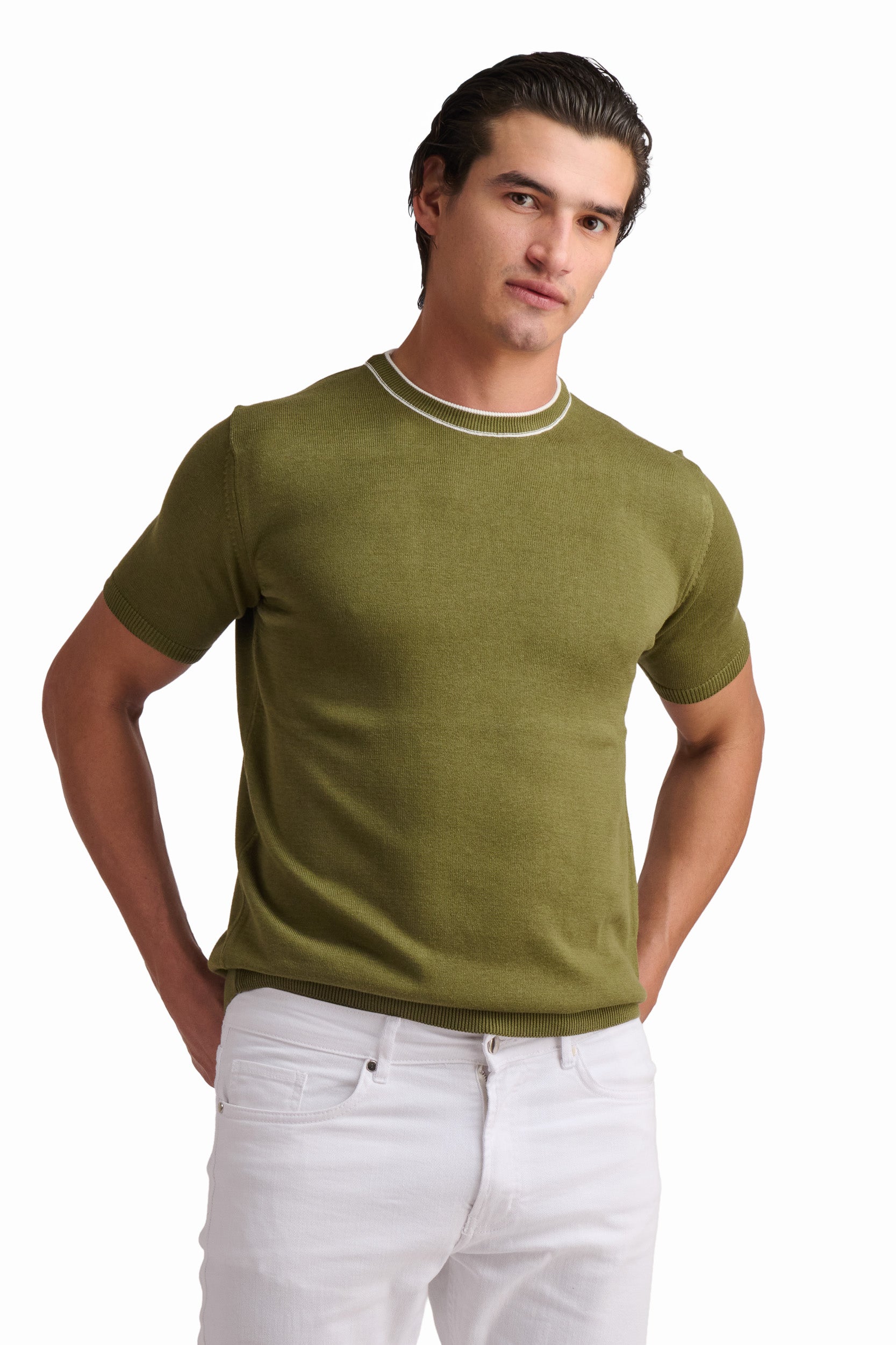 Men’s Olive Green Cotton-Modal T-Shirt