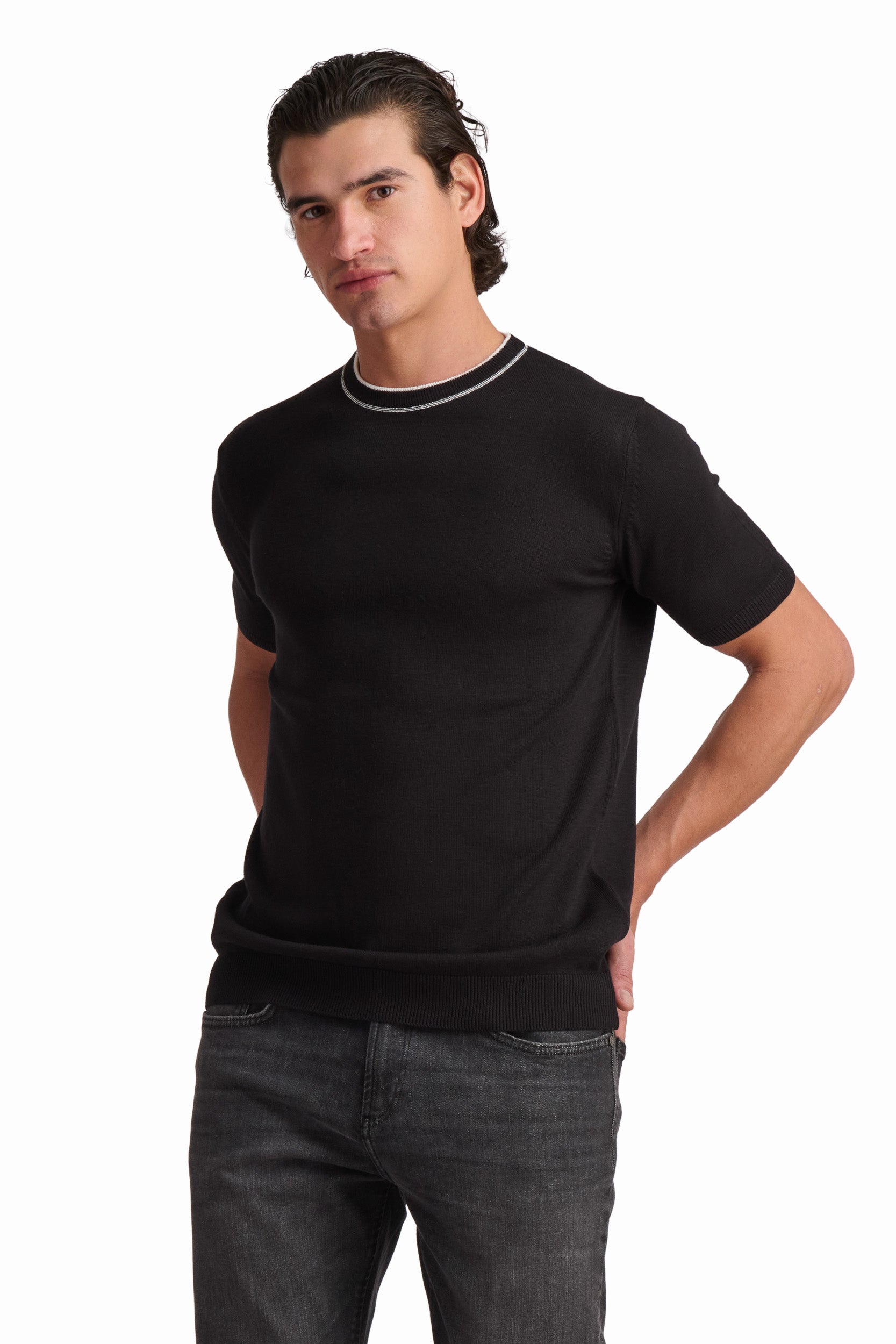 Men’s Jet Black Cotton-Modal T-Shirt