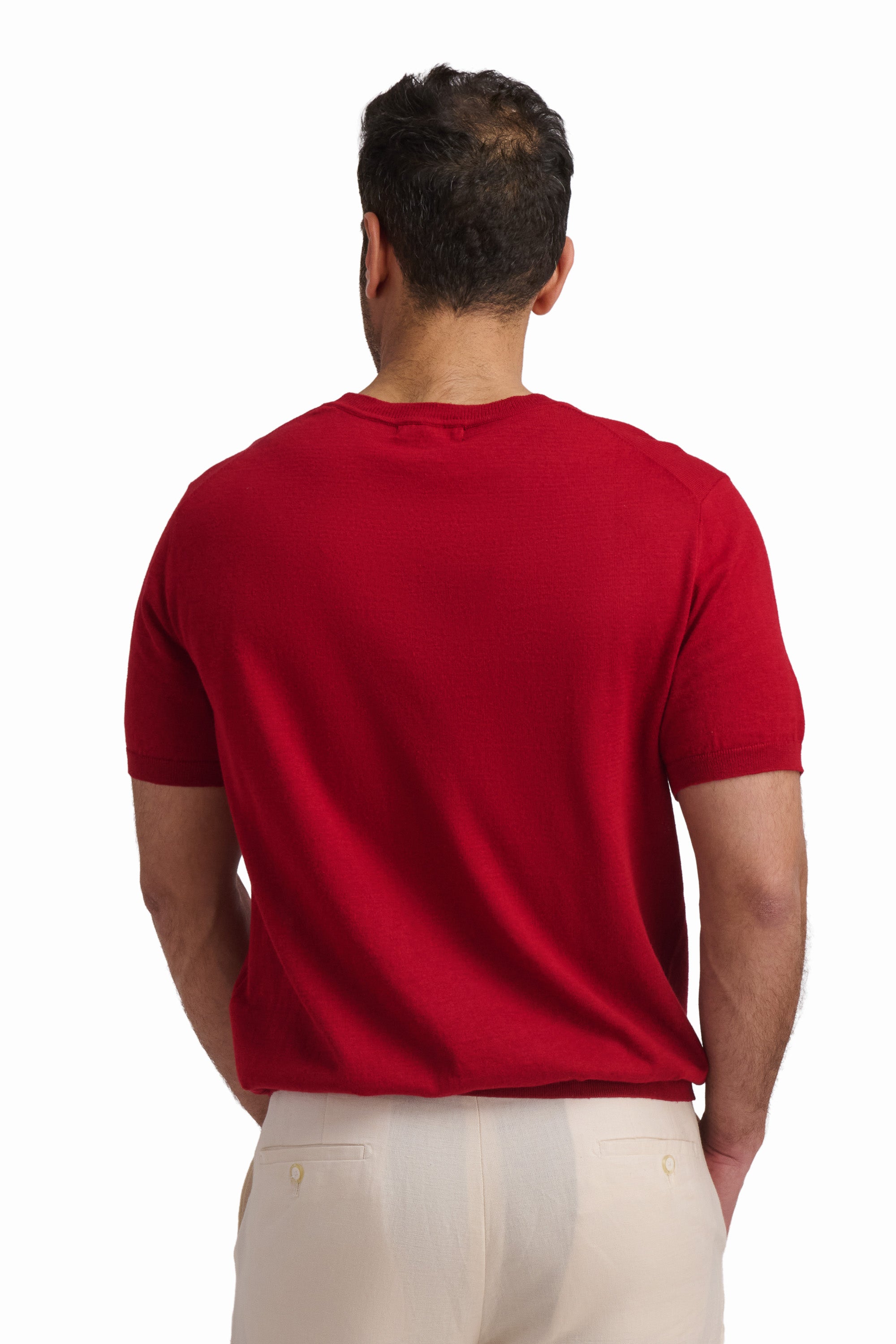 Crimson Linen-Blend T-Shirt