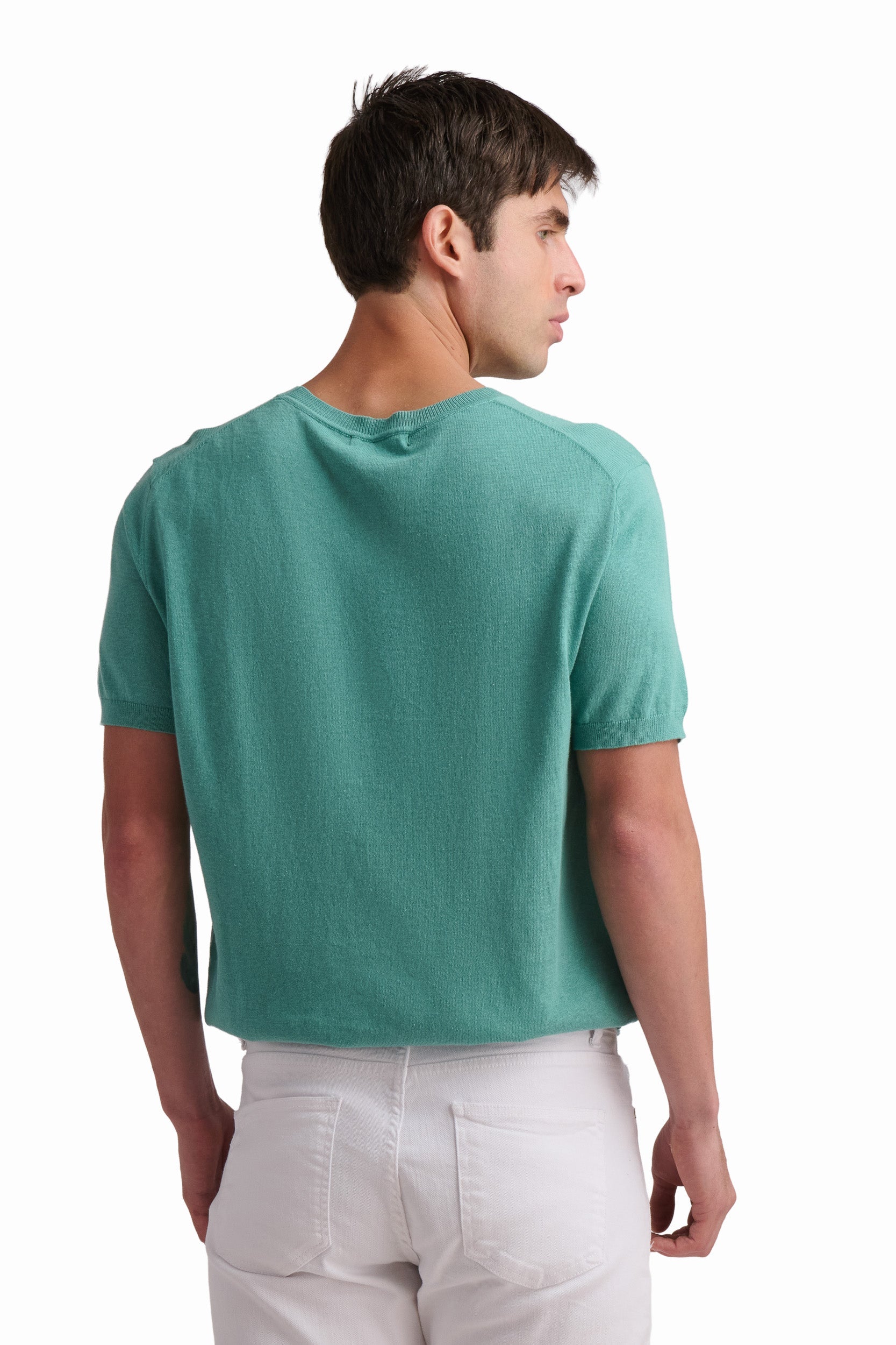 Aqua Cotton-Linen T-Shirt