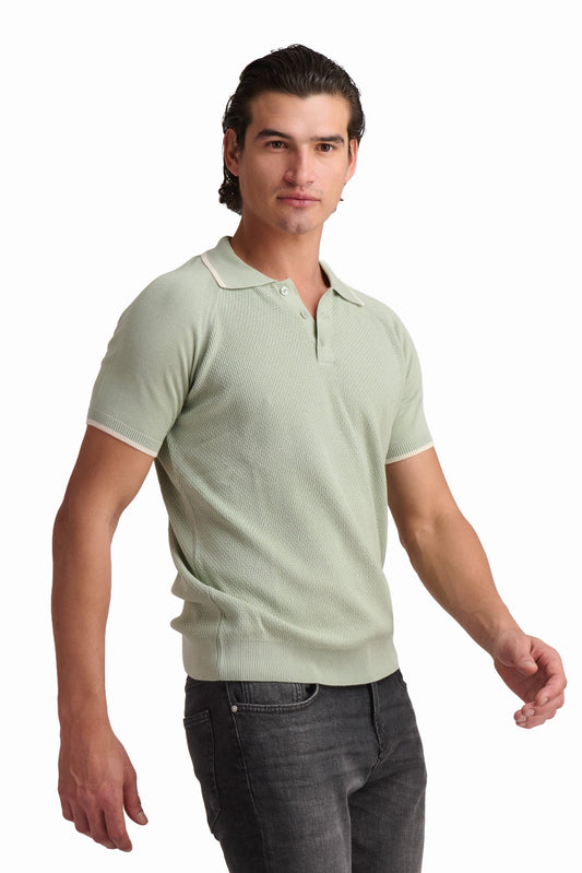 Men’s Sage Green Cotton-Modal Polo Shirt
