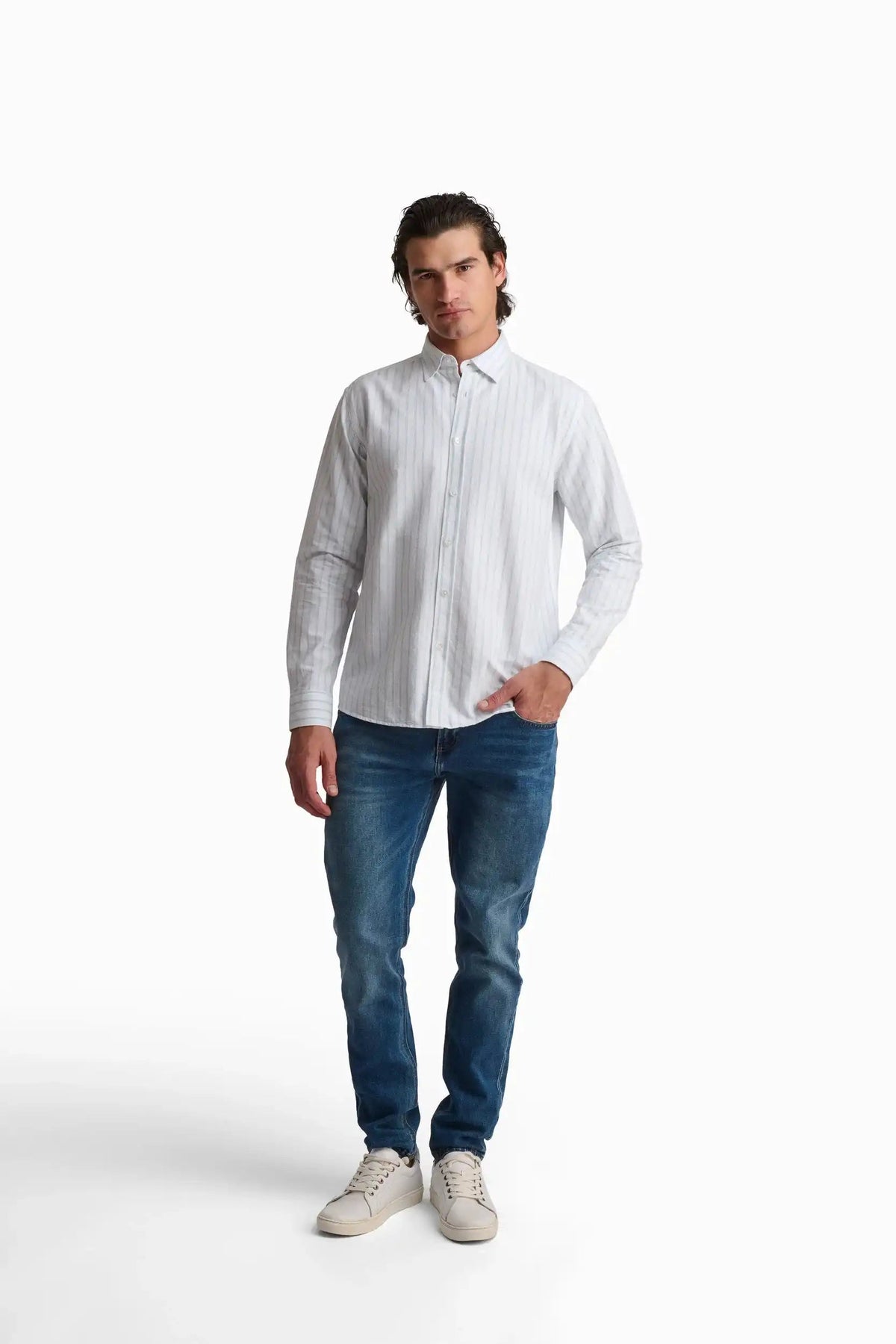 Light Blue Striped Cotton Shirt