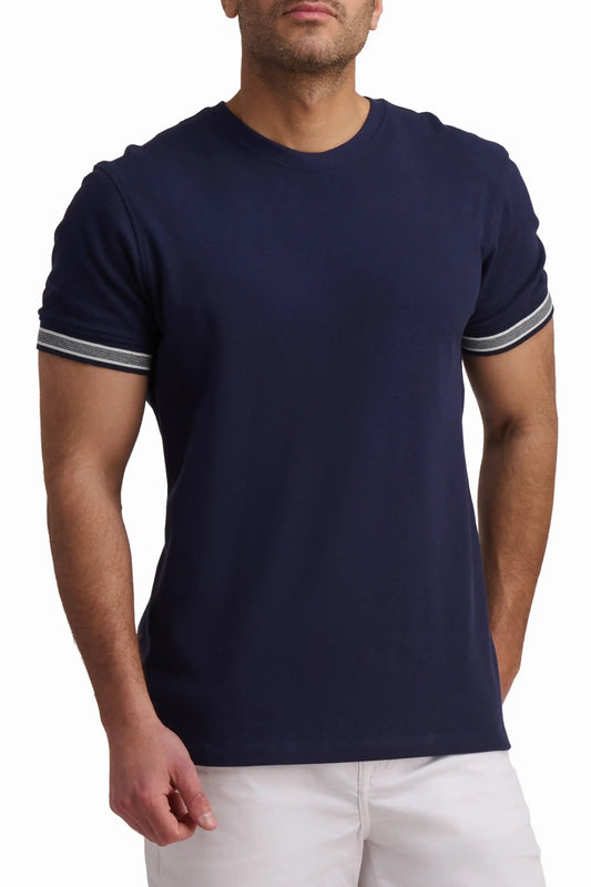 Navy Contrast Sleeve Cotton T-Shirt