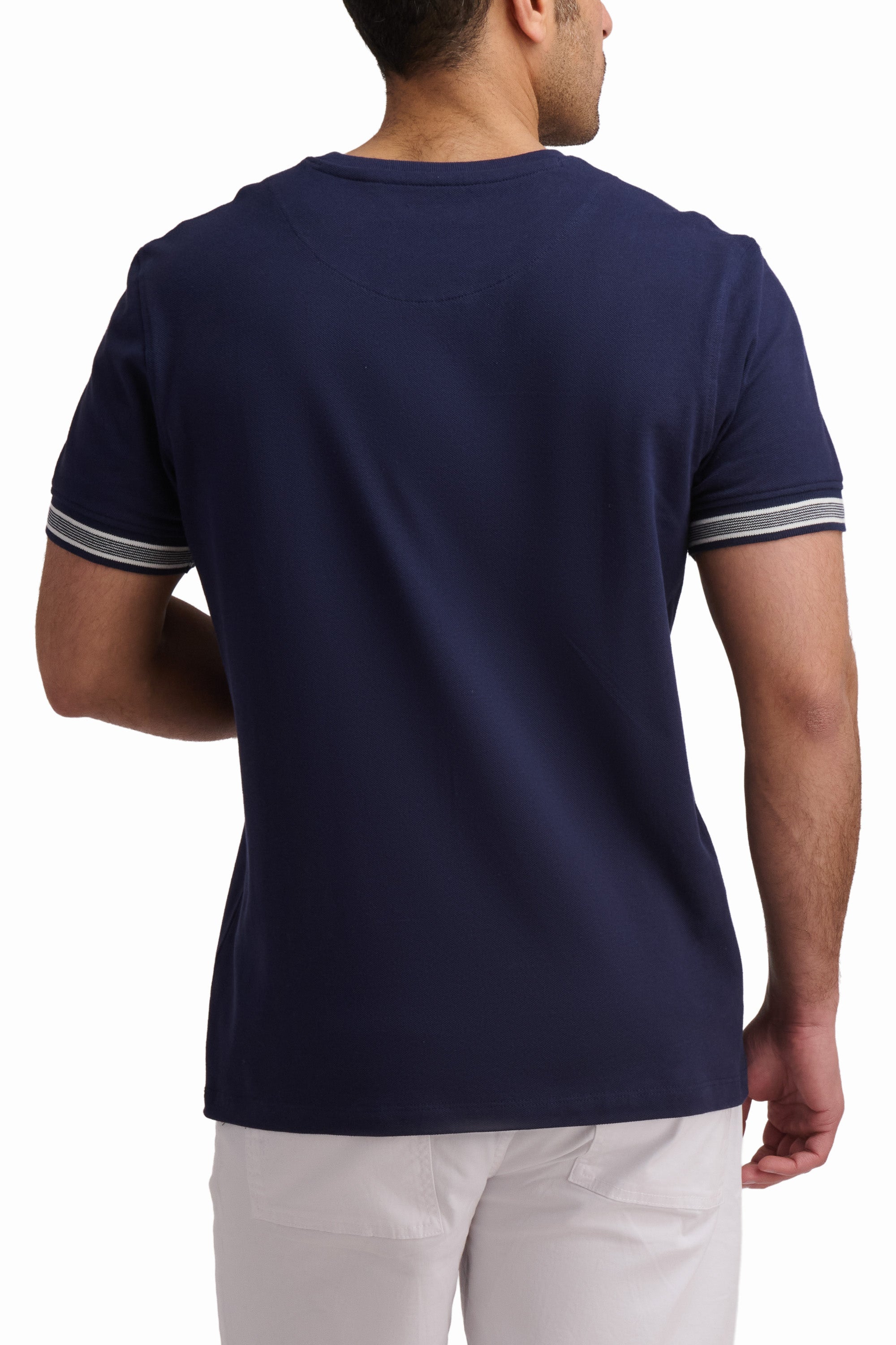 Men’s Navy Contrast Sleeve Cotton T-Shirt