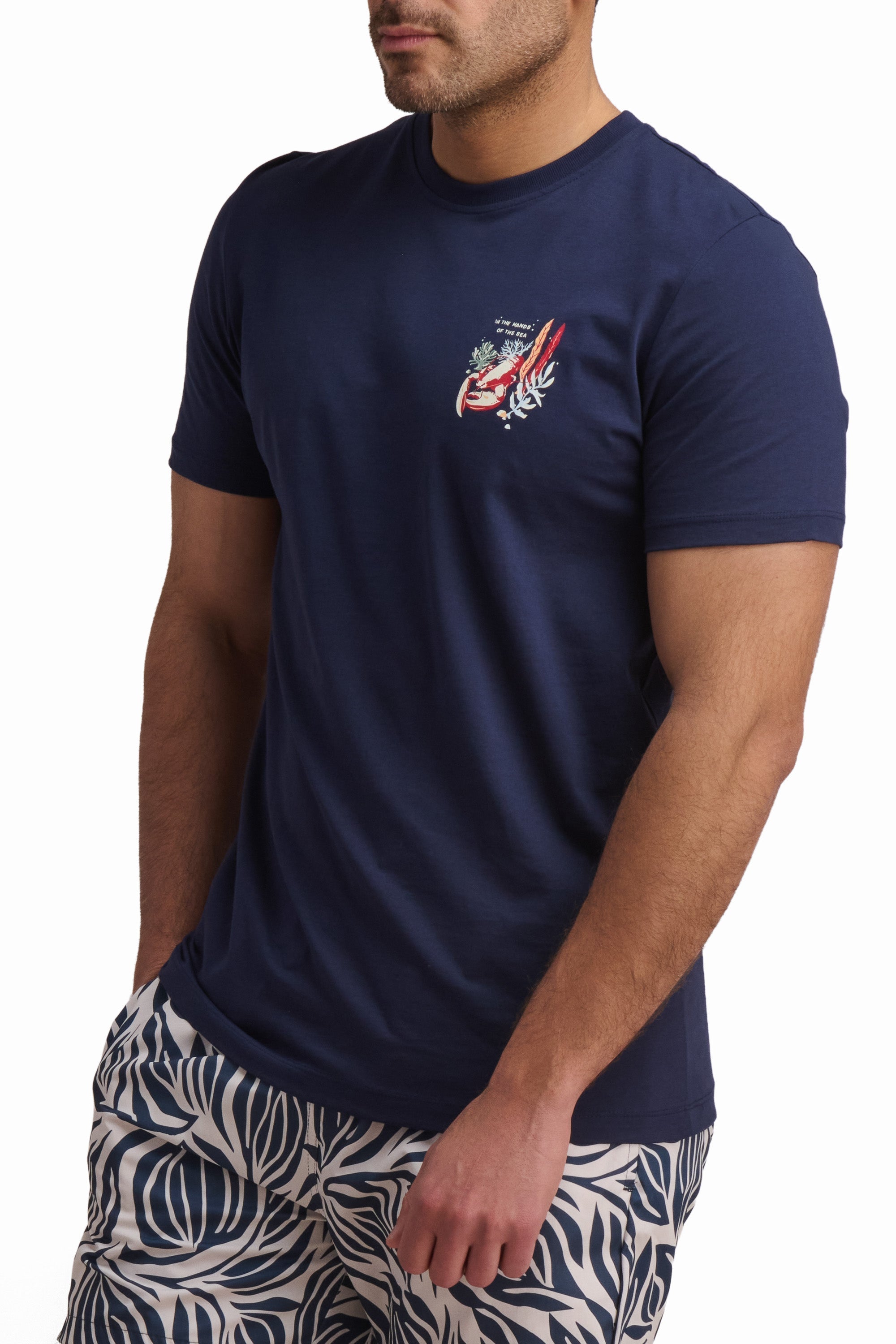 Navy Graphic Cotton T-Shirt