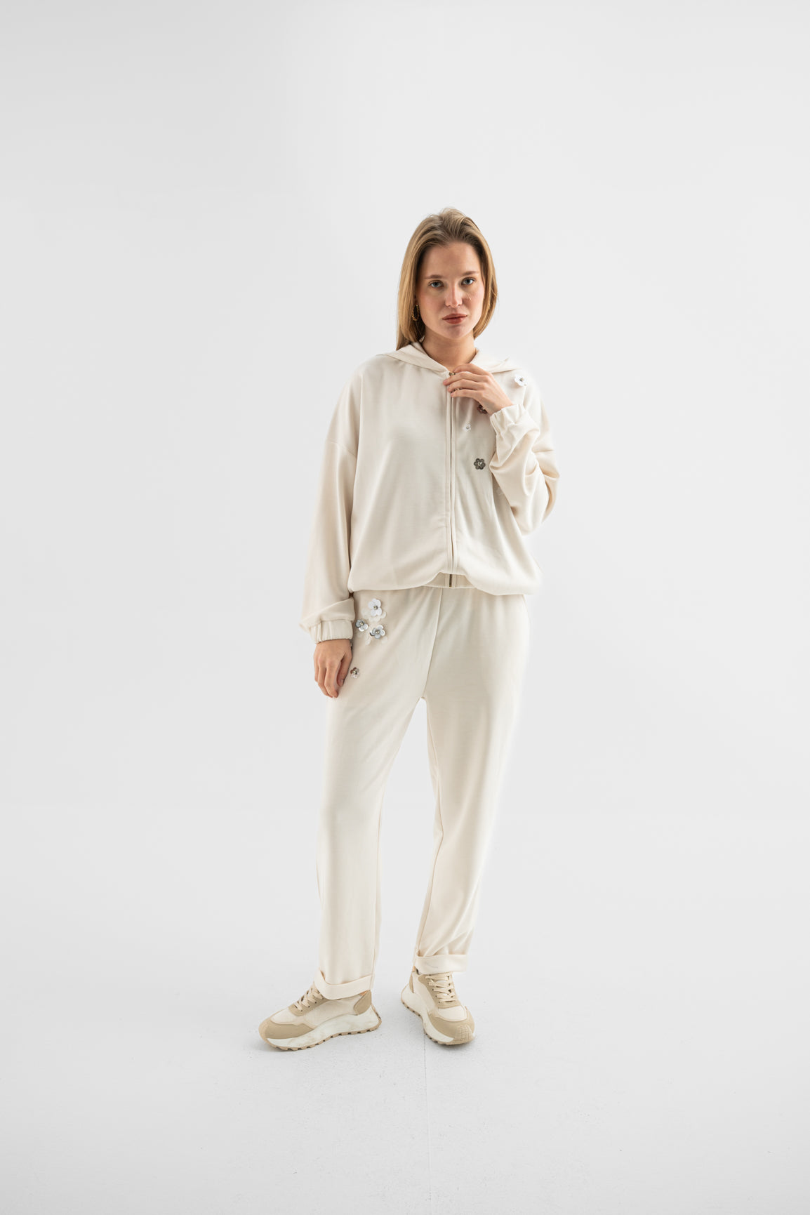 Cream Petal Zip Jacket