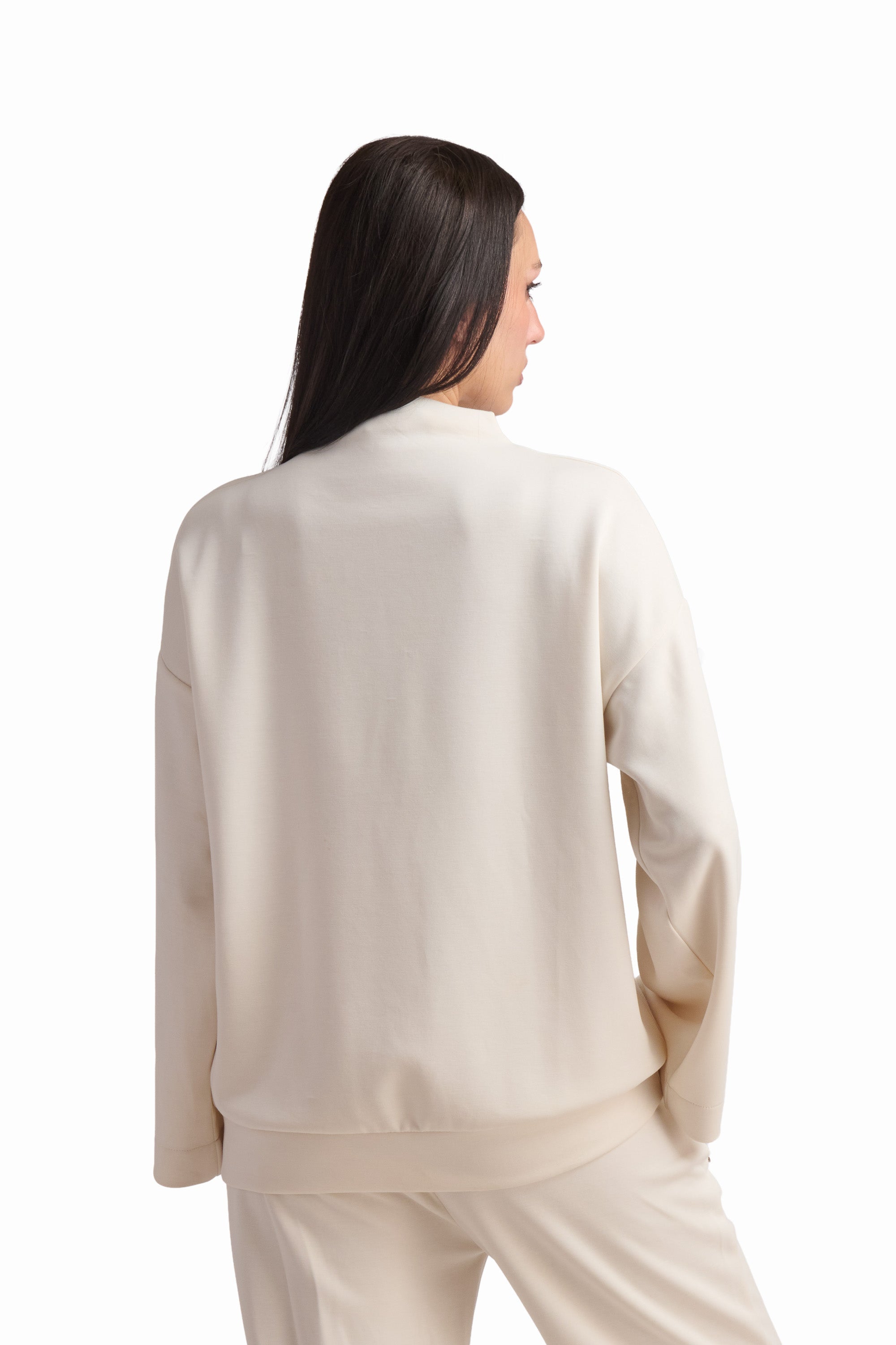 Cream 3D Floral Sleeve Sweatshirt