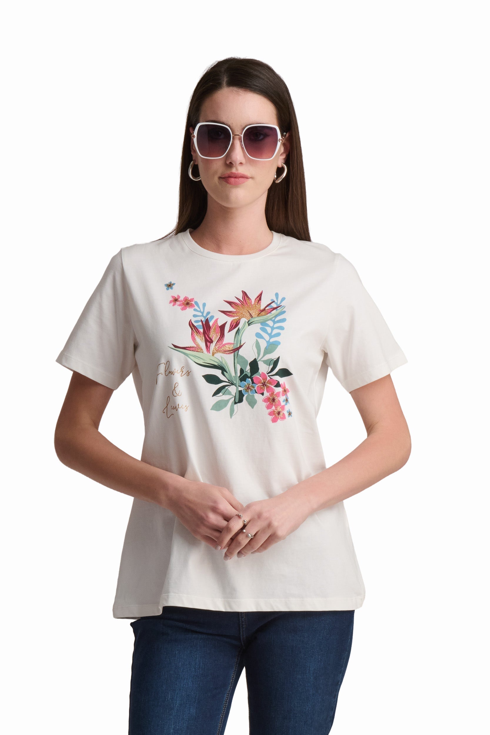 100% Cotton Floral Print T-Shirt
