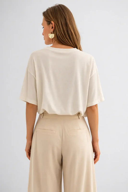 Ivory Embellished Detail T-Shirt