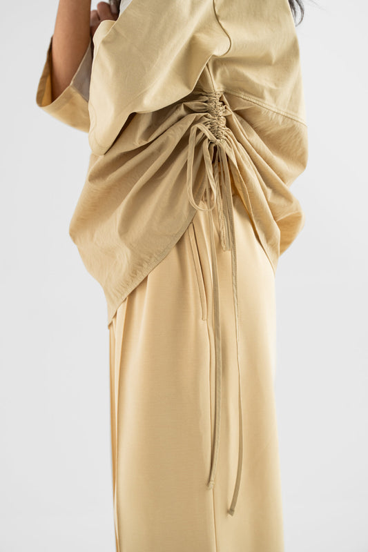 Sand Contrast Panel Cotton Top