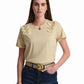 Cream T-Shirt with Shoulder AppliquÌ©