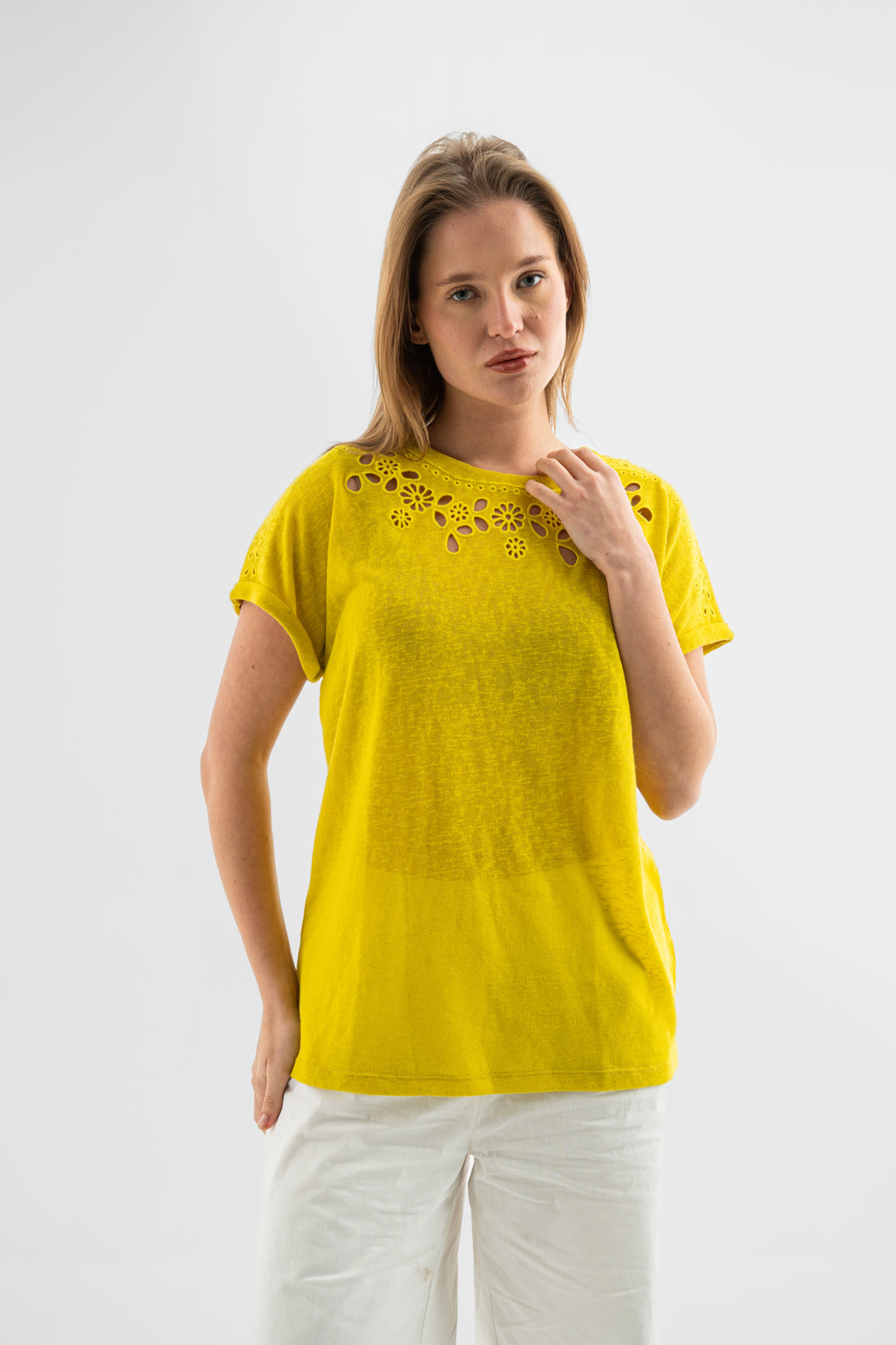 Sunflower Yellow Cutwork Top