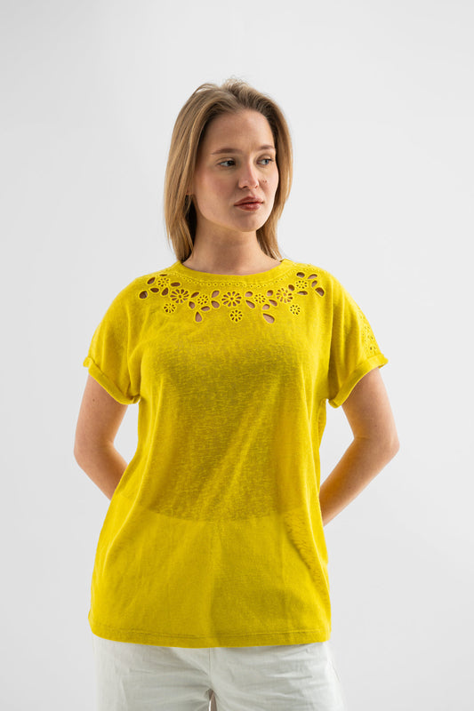 Sunflower Yellow Cutwork Top