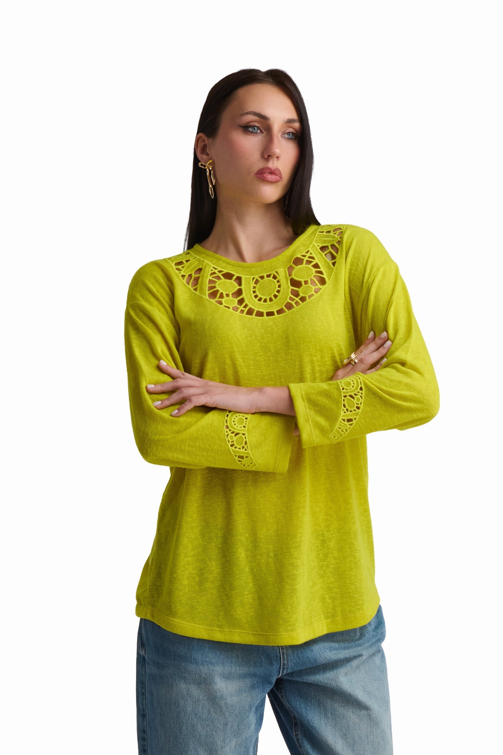 Sunflower Yellow Cutwork Top