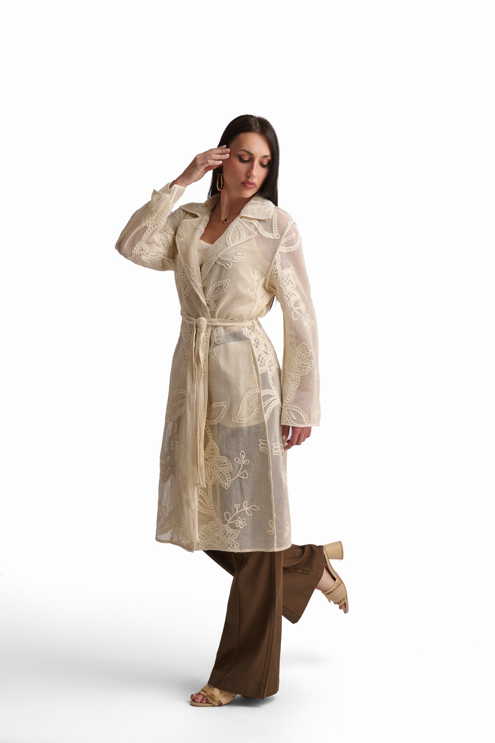 Cream Floral Lace kimono