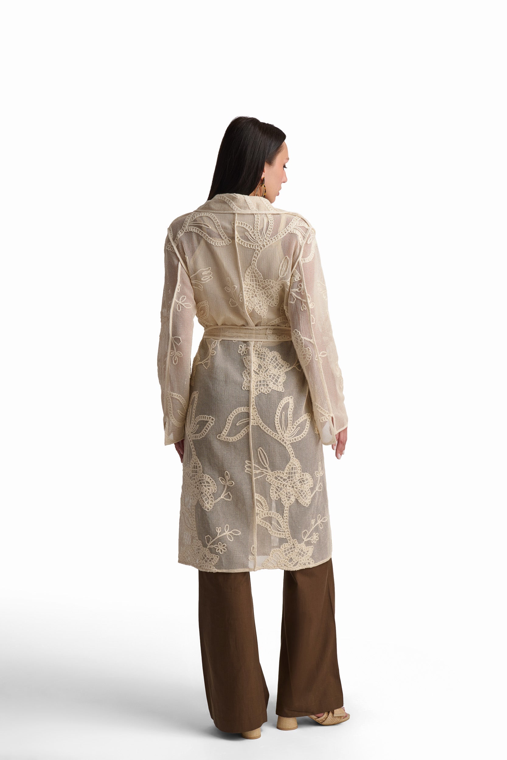 Cream Floral Lace kimono