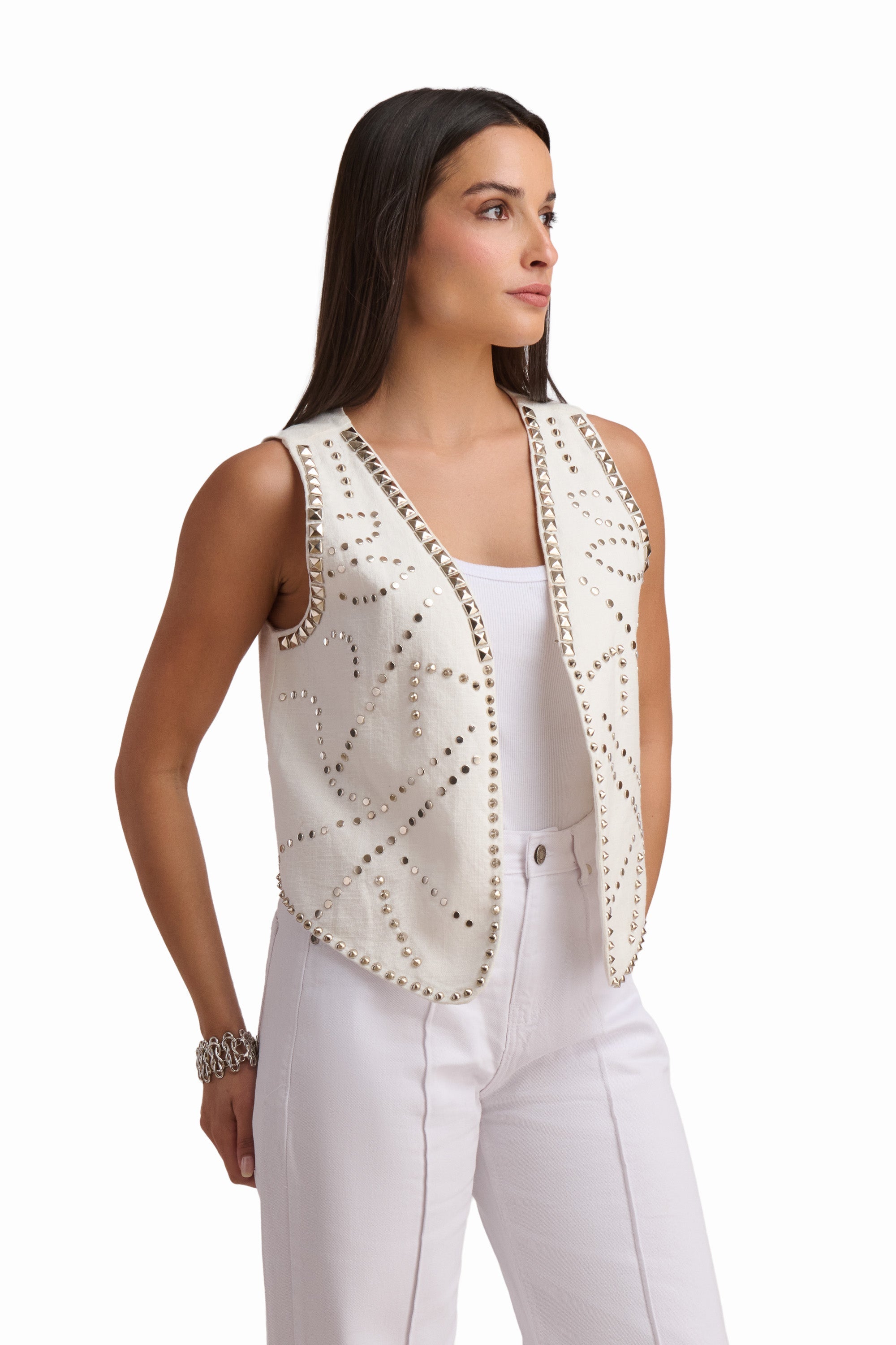 Studded Open-Front Vest