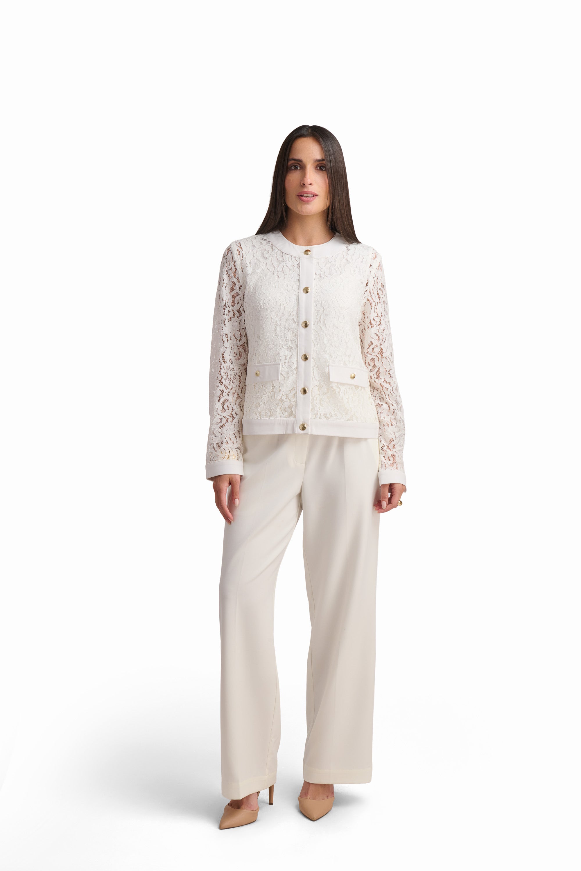 Ivory Lace Buttoned Cardigan