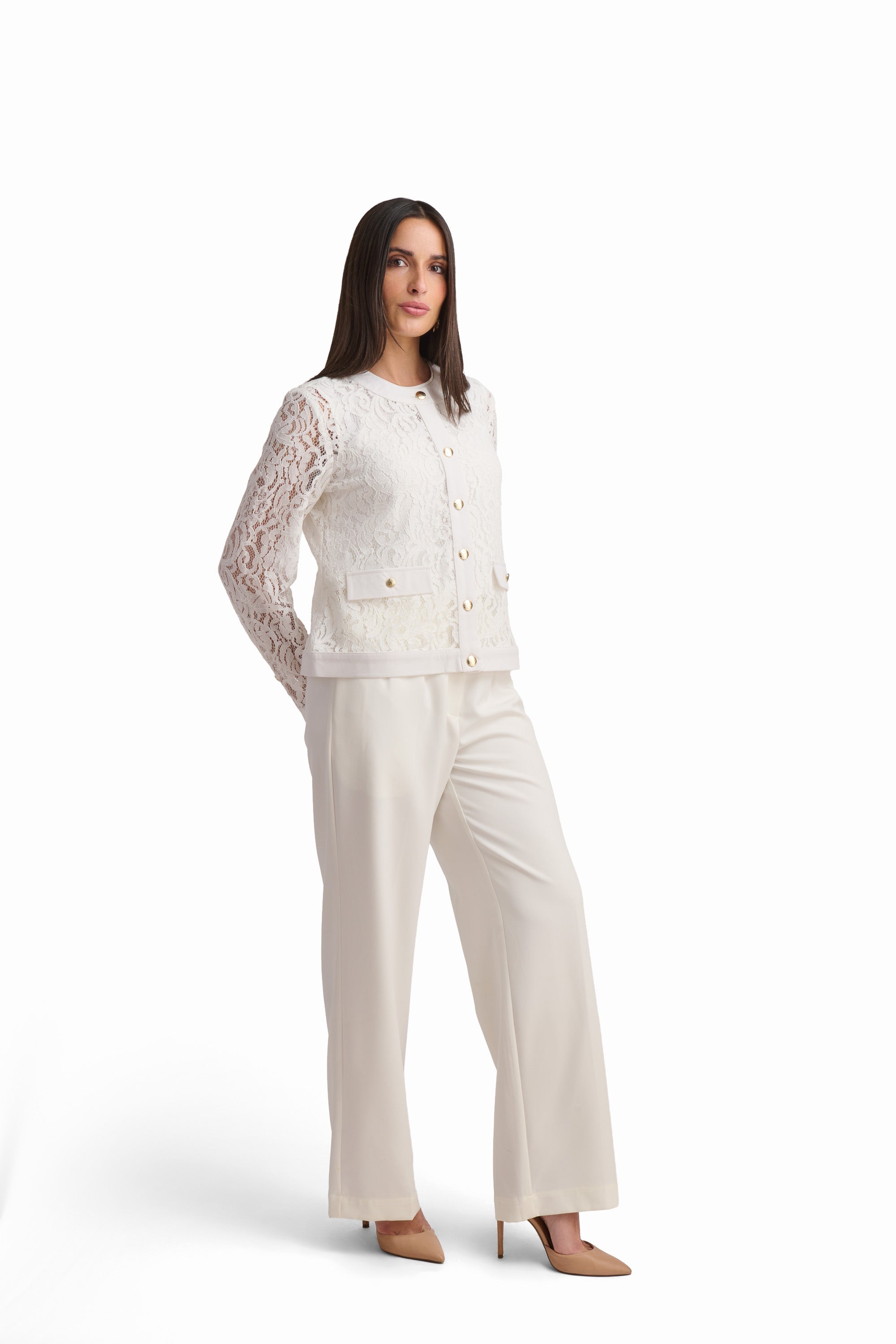 Ivory Lace Buttoned Cardigan