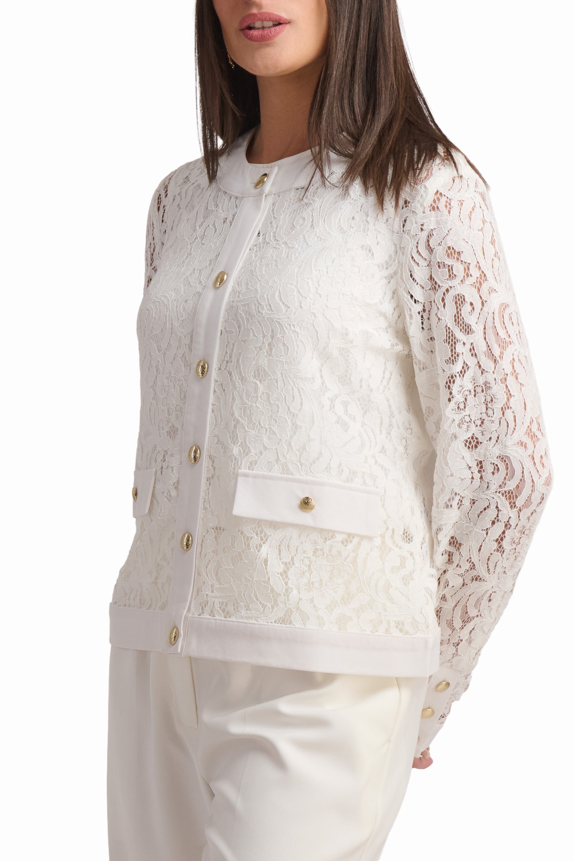 Ivory Lace Buttoned Cardigan