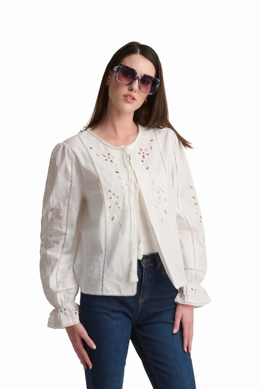 Embroidered Linen Blend Jacket