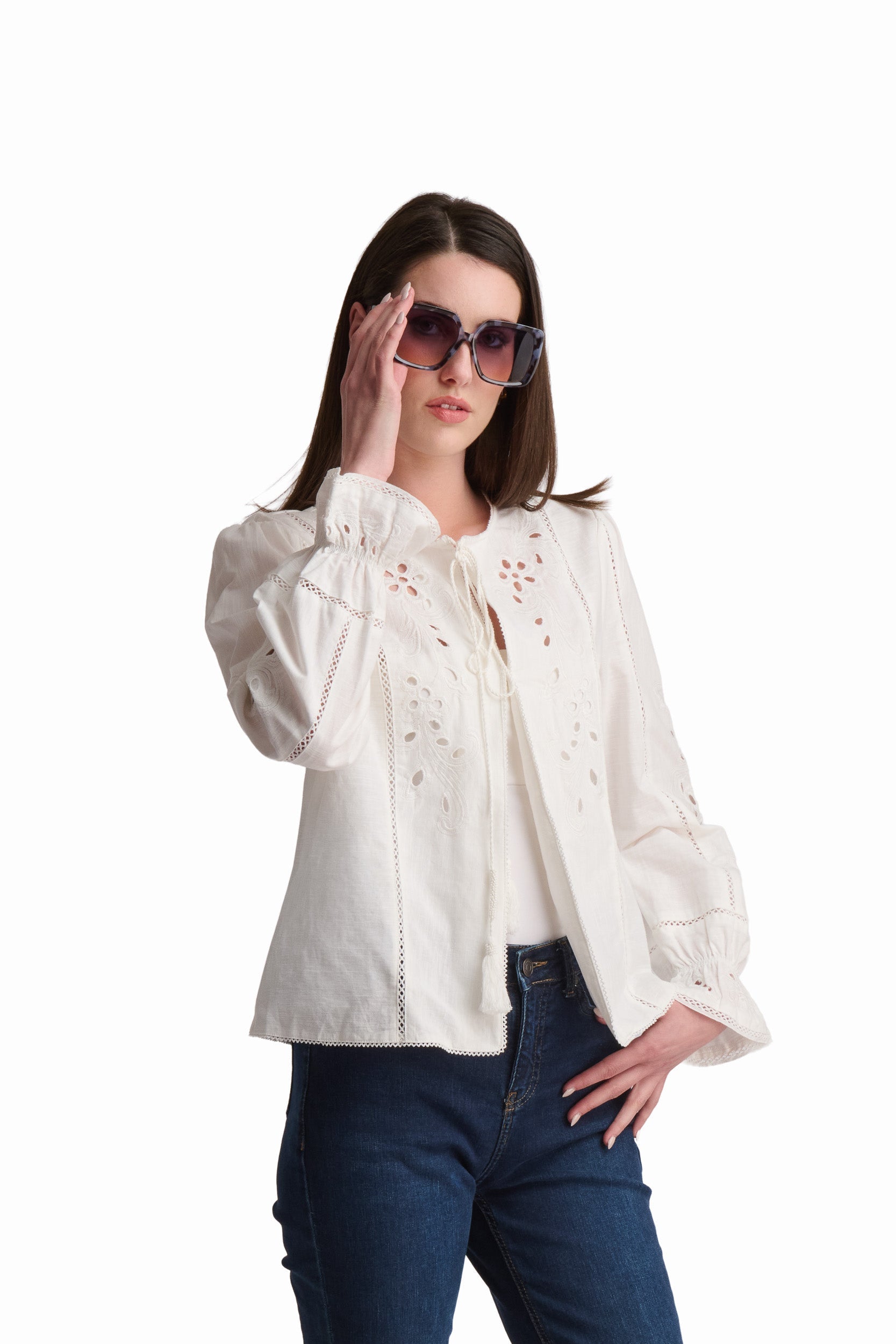 Embroidered Linen Blend Jacket