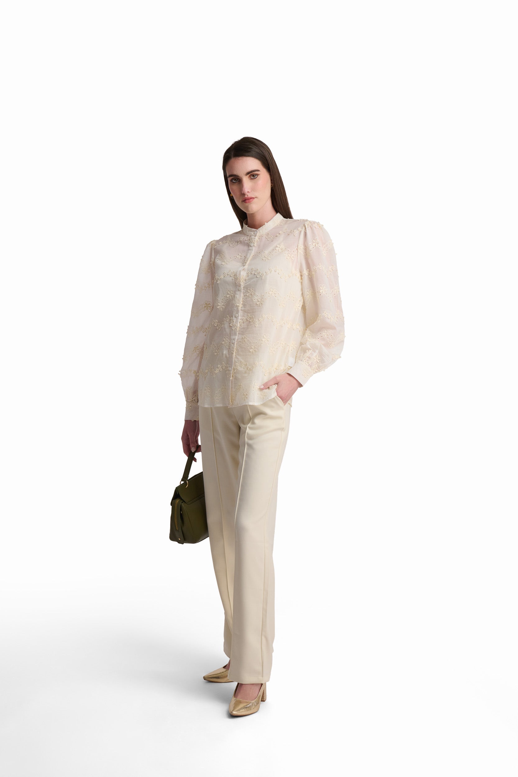 Victorian-Inspired Scalloped Eyelet Blouse