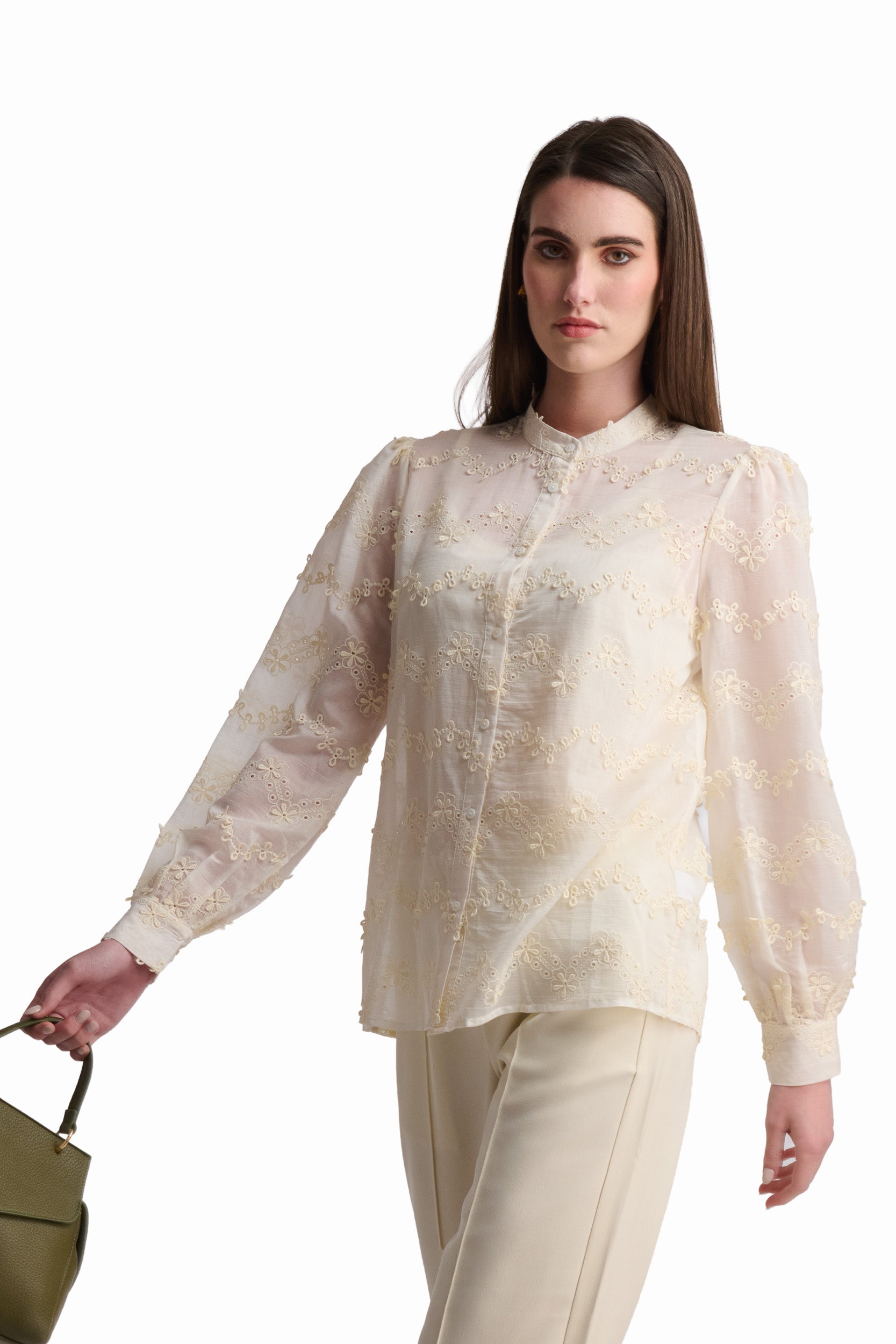 Victorian-Inspired Scalloped Eyelet Blouse