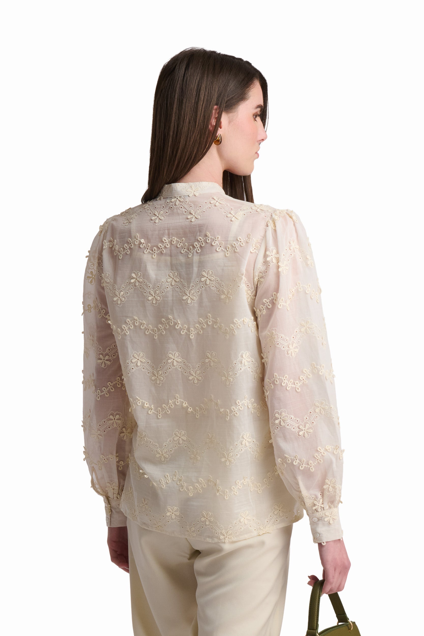 Victorian-Inspired Scalloped Eyelet Blouse