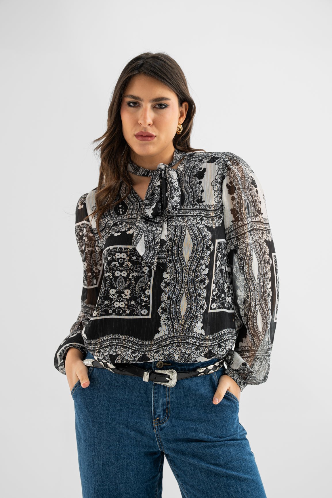 The Onyx Mosaic Blouse Intricate Artistry. Bohemian Luxe.