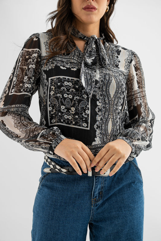 The Onyx Mosaic Blouse Intricate Artistry. Bohemian Luxe.